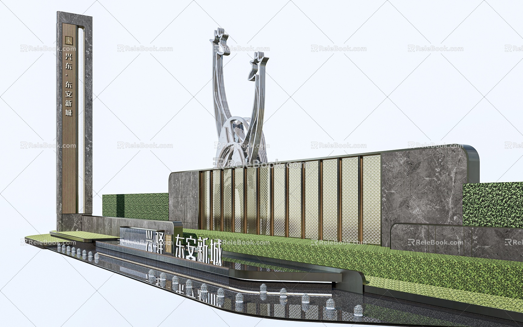 Landscape wall, wall, water drop, landscape wall, water curtain wall, landscape wall, sketch, spiritual fortress 3d model