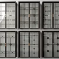 Various Design Sliding Doors With Glass Panels Black Frames And Geometric Patterns 3d model