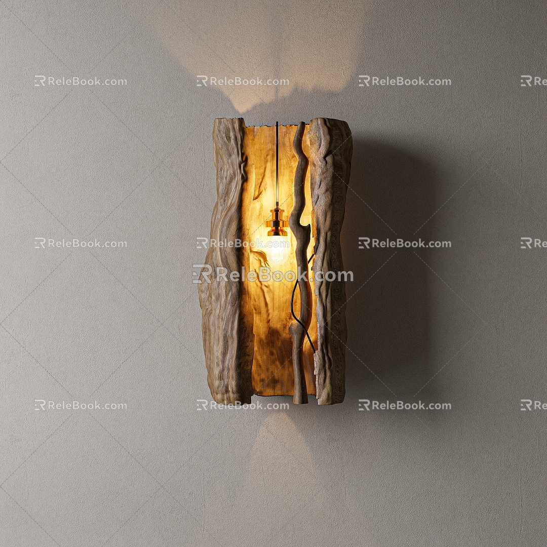 Wall Lamp Wooden Wall Lamp Vintage Wall Lamp 3d model