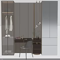 Modern Dressing Table Interior Design With Mirror Wardrobe Chair And Decorative Items 3d model