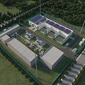 Modern Industrial Plant with Solar Panels on Roof Green Surroundings and Equipment