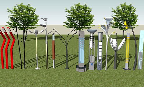 Modern Landscape Lamp Creative Landscape Lamp Pillar Street Lamp Spirit Fortress Outdoor Lamp High Pole Lamp 3d model