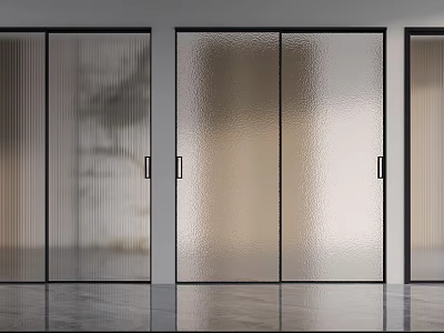 Modern Interior Sliding Glass Doors With Black Frames For Room Partition Design 3d model