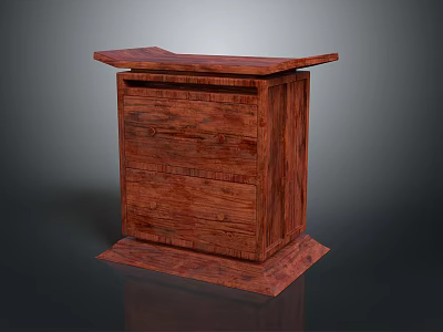 Wooden Storage Cabinet With Two Drawers And Solid Wood Structure 3d model