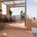 Beautiful Courtyard Garden With Wooden Walkway Gravel Ground Stones Plants Lantern And White Walls