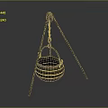 Traditional Hanging Metal Pot With Chain And Tripod Stand For Daily Use