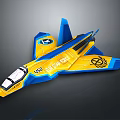 Yellow And Blue Fighter Jet Model With Detailed Design And The Daring Logo