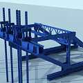 Blue Steel Structural Building Components With Cross Frames And Support Pillars 3d model