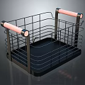 Black Metal Storage Basket With Pink Handles And Wire Frame Structure 3d model