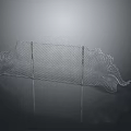Wire Mesh Fence With Artistic Deformed Structure On Dark Background 3d model