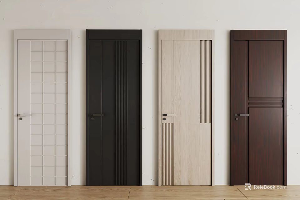 Diverse Design Hinged Doors in Multiple Colors and Styles for Home Interior 3d model