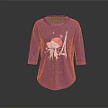 Purple Long Sleeve T Shirt With Cartoon Little Girl And Eiffel Tower Design
