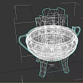 Decorative Ornament Set With Flaming Bronze Tripod Cauldron Featuring Three Legs Handles And Golden Accents