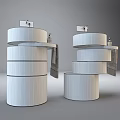 Modern Round White Washbasin with Metal Stand and Towel in Gray Setting