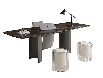 Modern Desk Chair Stool Desk 3d model