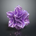 Purple Glossy Flower with Ruffled Petals on Dark Background