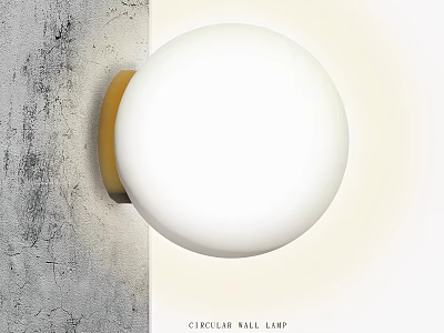 Minimalist Circular Wall Lamp Design With White Globe And Golden Base For Modern Interior 3d model
