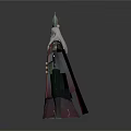 Ancient Emperor 3D Model With Red Robe Green Decorations Scepter And Lanterns