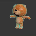 Orange Plush Stuffed Bear Standing With Open Arms On Dark Reflective Surface 3d model