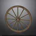 Vintage Automotive Wheel Part With Wooden Spokes And Red Rim Design