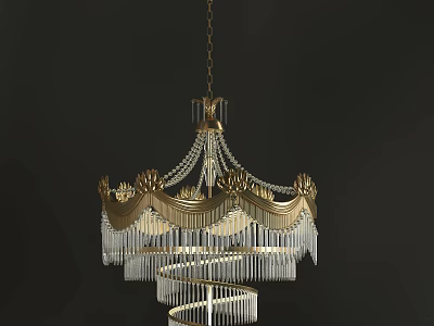 Elegant Crystal Chandelier With Gilded Frame And Hanging Crystal Pendants For Interior Decoration 3d model