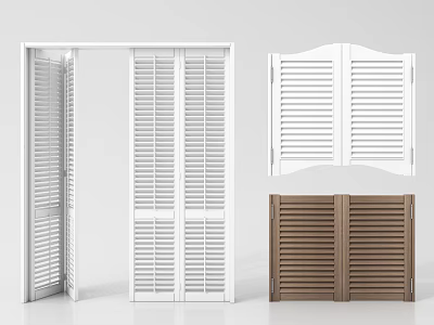 Modern White and Brown Louvered Folding Doors for Home Interior Design 3d model