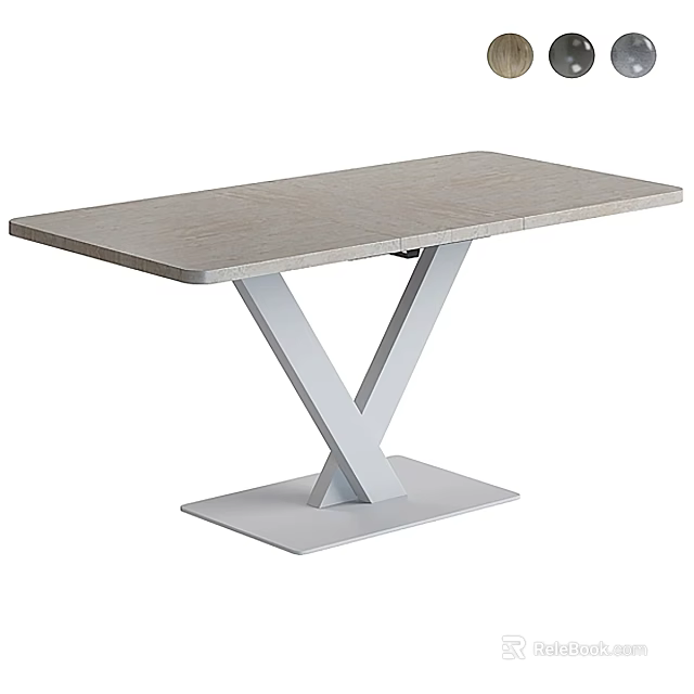 Modern Minimalist Dining Table With Light Wood Surface And X Shaped White Metal Legs 3d model 
