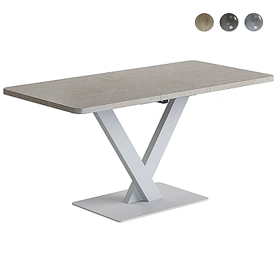 Modern Minimalist Dining Table With Light Wood Surface And X Shaped White Metal Legs 3d model