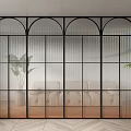 Modern Interior Room Divider With Arch Metal Frame And Glass Panels 3d model