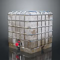 Industrial IBC Tote Storage Equipment With Metal Frame Rustic Surface And Red Valve