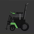 Electric Wheelchair as Daily Electrical Appliance with Black Green Frame Control Lever and Stable Wheels