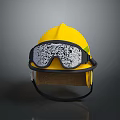 Weapon Protection Helmet In Yellow With Goggles And Reflective Surface Design 3d model