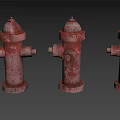 Red Rustic Fire Hydrant As Essential Urban Roadside Emergency Safety Facility