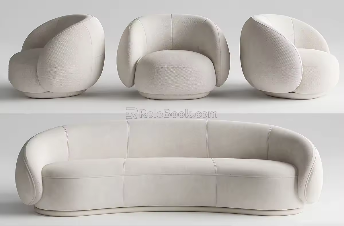 Modern three-seat single sofa 3d model