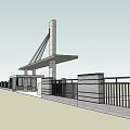 Modern Entrance Gate Design With Sleek Canopy Stone Columns And Green Lawn