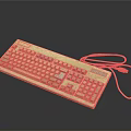 Vintage Beige Wired Computer Keyboard With Classic Key Design And Layout