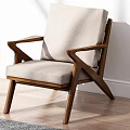 Modern Lounge Chair With Light Gray Upholstery Wooden Armrests And Frame For Minimalist Living Room