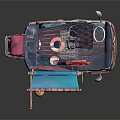 Pink Food Cart With Open Window Blue Awning And Decorative Top Lights