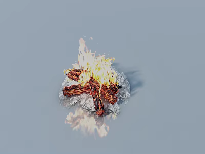 Firepile Tribe Building Broken Wall Broken Tile Wood Wood Frame Wood Pile 3d model