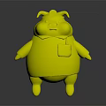 Adorable Pink Pig Wearing Blue Clothes With White Round Hat And Black Feet Standing