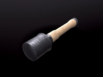 Black Rubber Mallet With Wooden Handle For Workshop And DIY Tasks 3d model