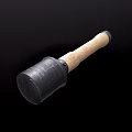 Black Rubber Mallet With Wooden Handle For Workshop And DIY Tasks