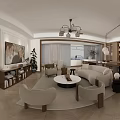 Cozy Modern Open Living And Dining Room With Natural Wood Details And Soft Sofas