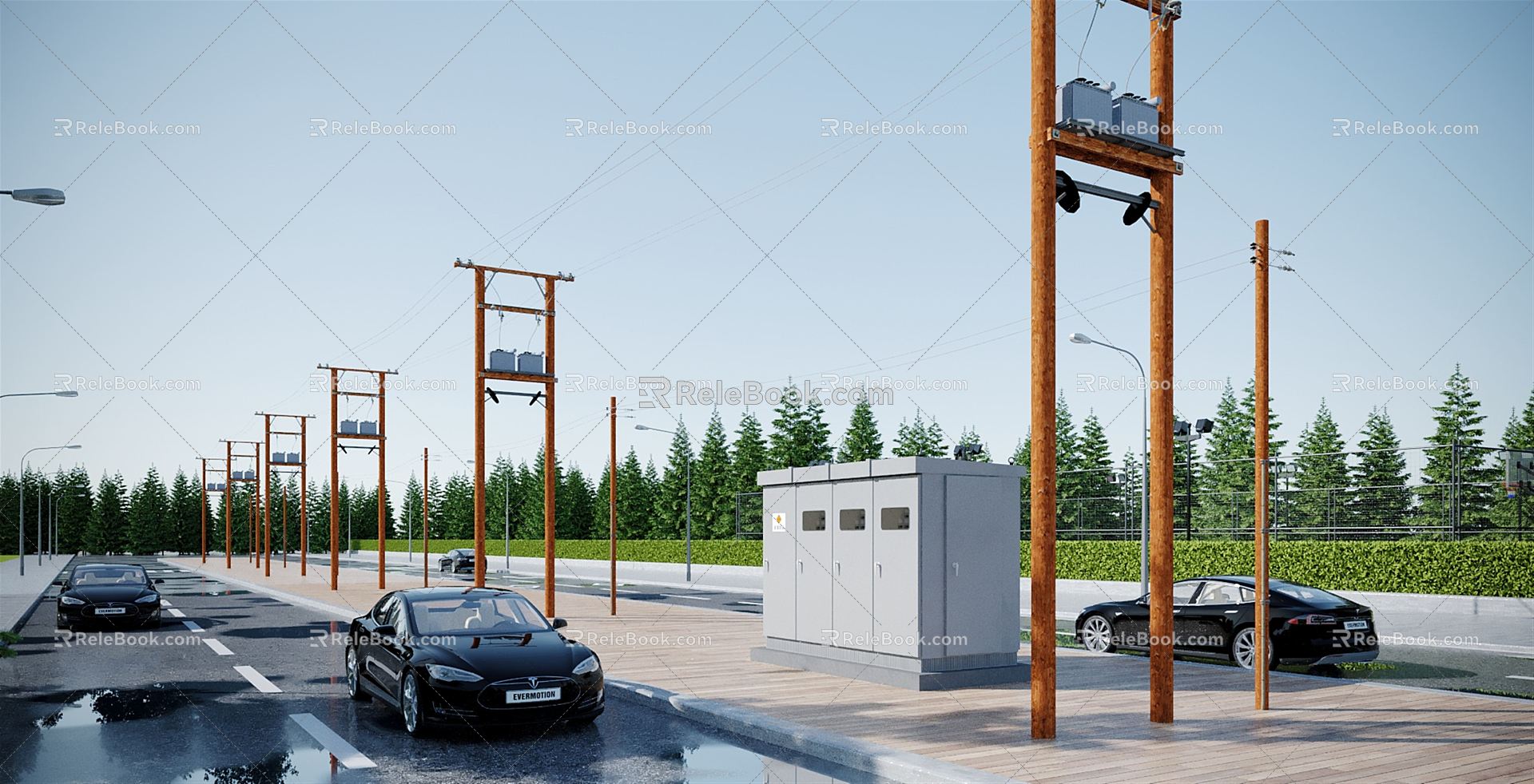 modern electric pole electric pole electric tower 3d model