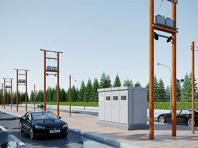 modern electric pole electric pole electric tower 3d model