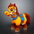 Colorful Reptile Toy Figure With Blue Saddle And Brown Mane Details