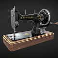 Antique Singer Sewing Machine with Old Wooden Base and Classic Design