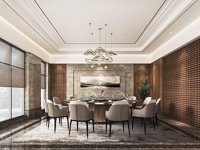 Light Luxury Room Catering Big Box Hotel Catering Room Restaurant Big Room Art Chandelier Round Table and Chair model