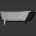 Vintage White Freestanding Clawfoot Bathtub With Red Accents And Metal Legs