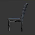Distressed Blue Chair With Torn Fabric Upholstery And Wooden Legs Design